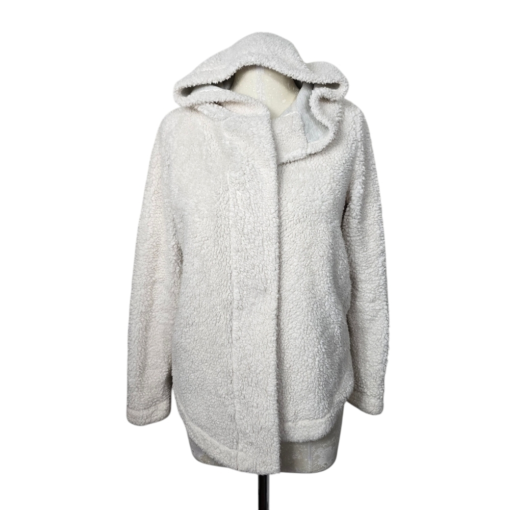 LOFT Fleece Open Hooded Cardigan S